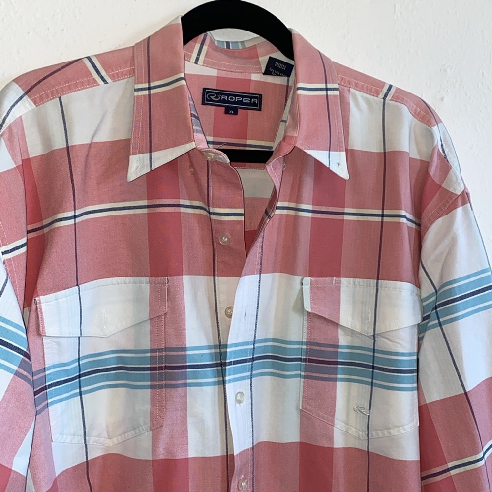 Men's Roper Western Plaid button down Shirt.